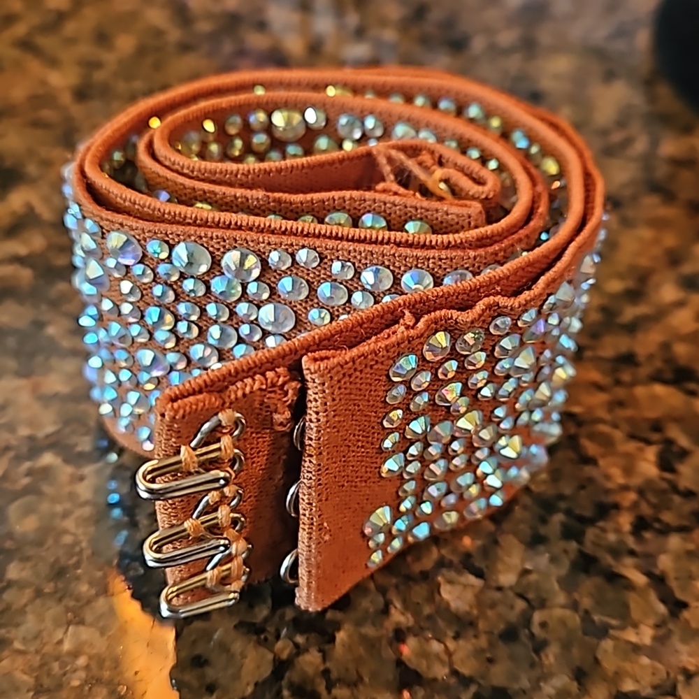 GFranco Gold and Rhinestone Elasticated Dance Belt & or neck collar